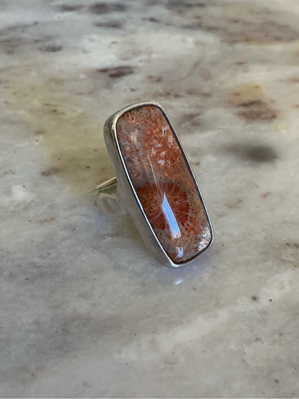 Sterling Silver Fossil Coral Ring
